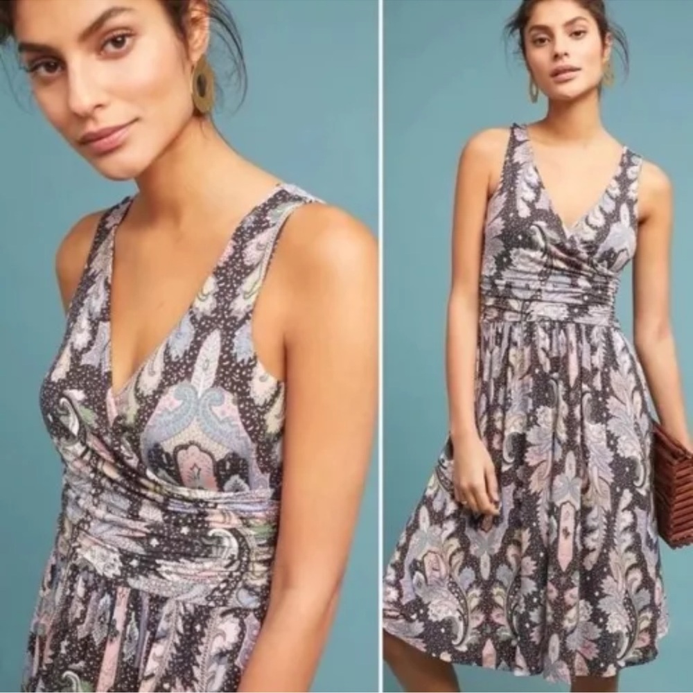 Maeve// Anthropologie Leslie Faux Wrap Midi dress Size S